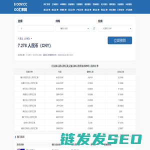 日元韩元港元澳元美元加元欧元对人民币汇率